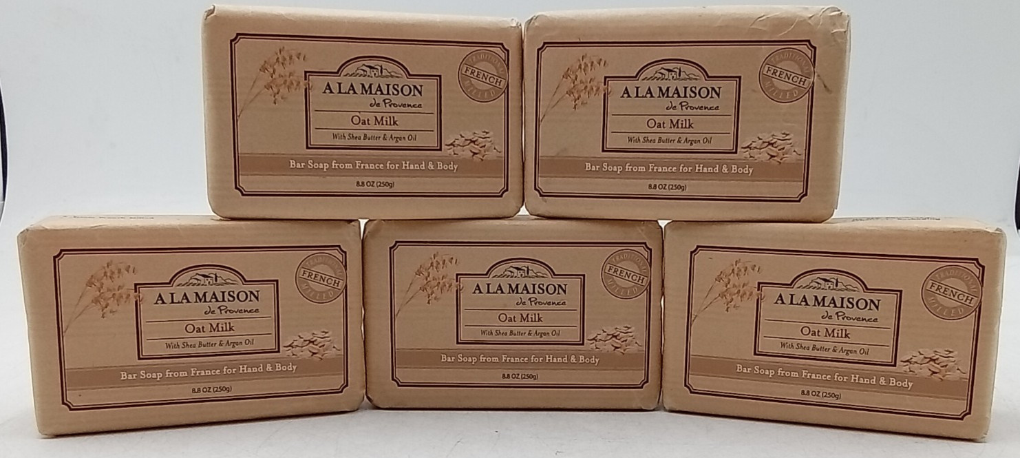 A La Maison Moisturizing French-Milled Bar Soap Oat Milk Large 8.8 oz 5 Pack