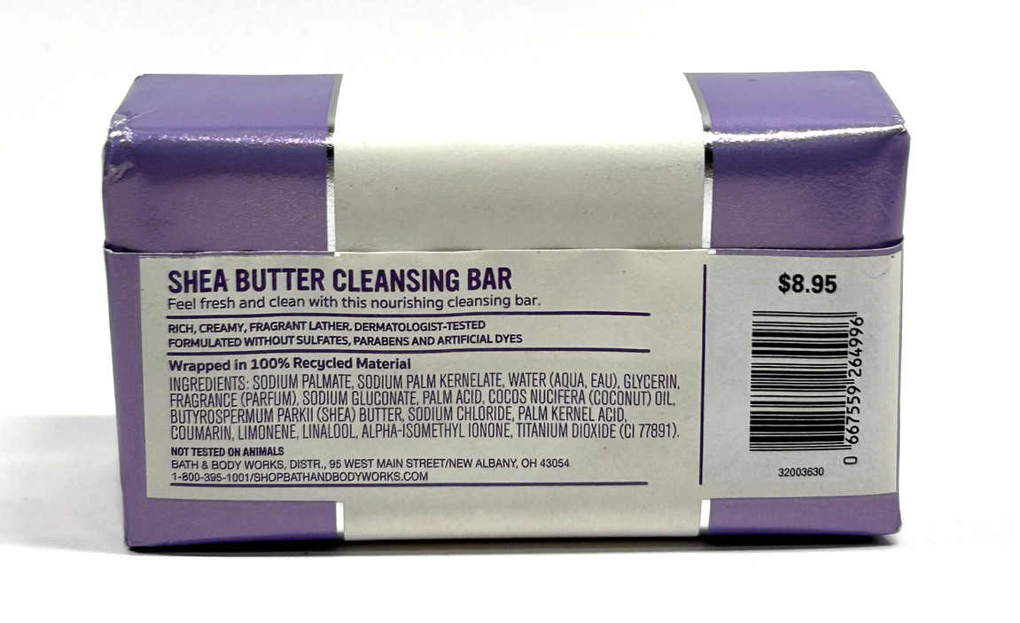 NEW 3 BATH & BODY WORKS LAVENDER NO. 1 CLEANSE SHEA BUTTER CLEANSING BAR 5 OZ