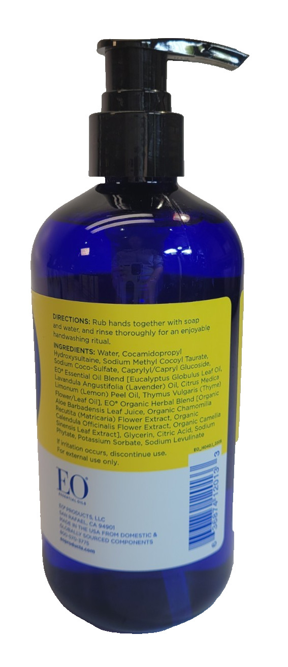 3-Pack EO Liquid Hand Soap Lemon & Eucalyptus w/ Pure Essential Oils – 12oz Each