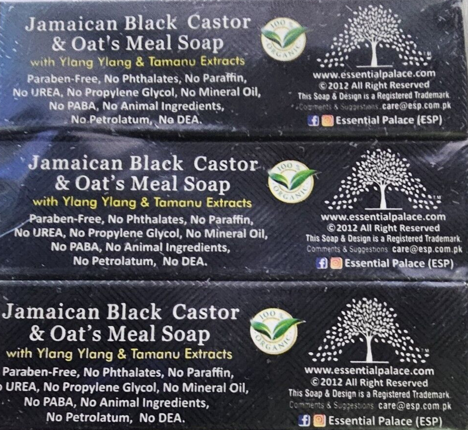 JAMAICAN BLACK CASTOR SOAP & Oat’s Meal Soap/Ylang Ylang & Tamanu Extracts 3 Ct