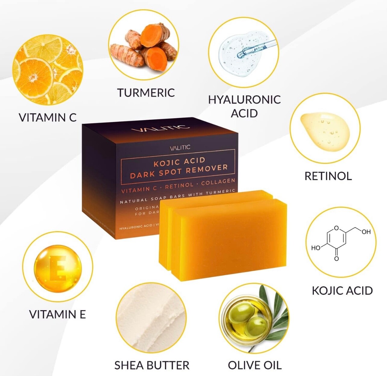Valitic Kojic Acid Dark Spot Remover Soap Bars – 2 pack