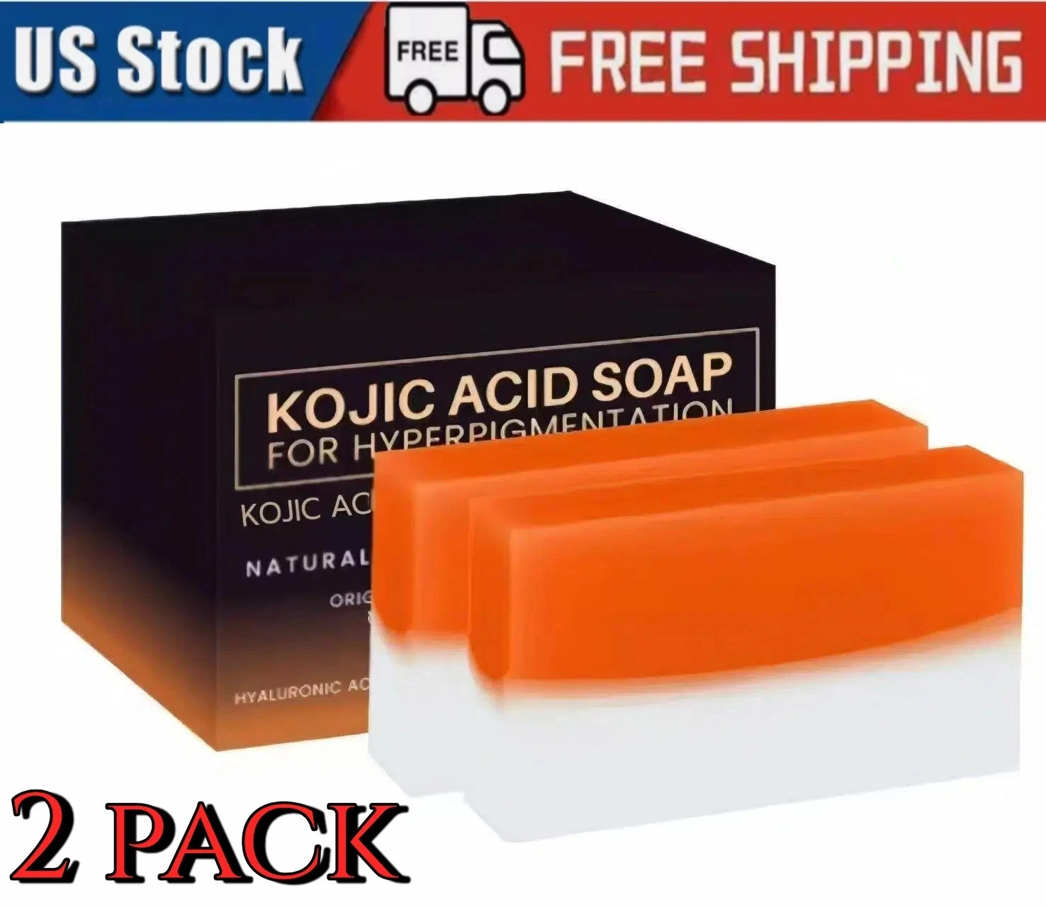 Kojic Acid Soap Bars for Hyperpigmentation Skin Brightening 2 Pack US Stock
