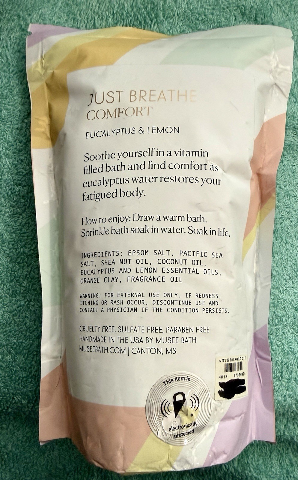 Musee Bath Therapy. Just Breathe Comfort. Bath Soak. 24 ozs. USA New