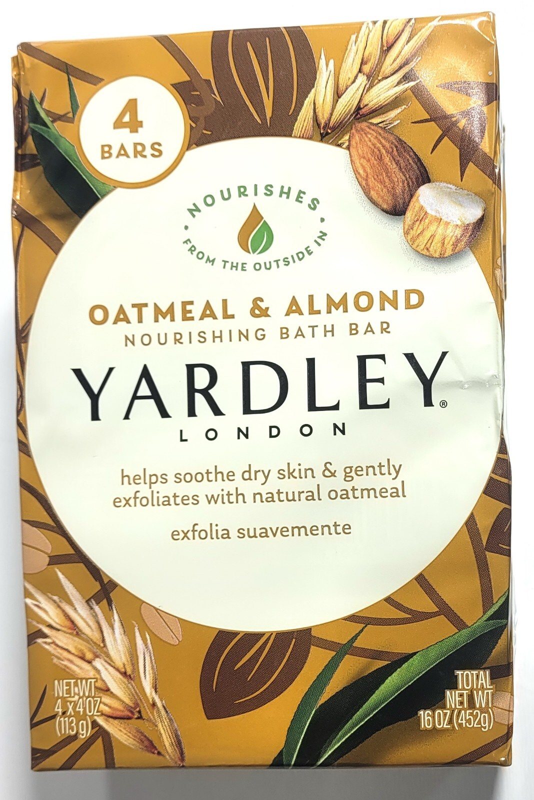 Yardley London Oatmeal and Almond Moisturizing Bath Bar, 4 oz. 4 Bar Pack
