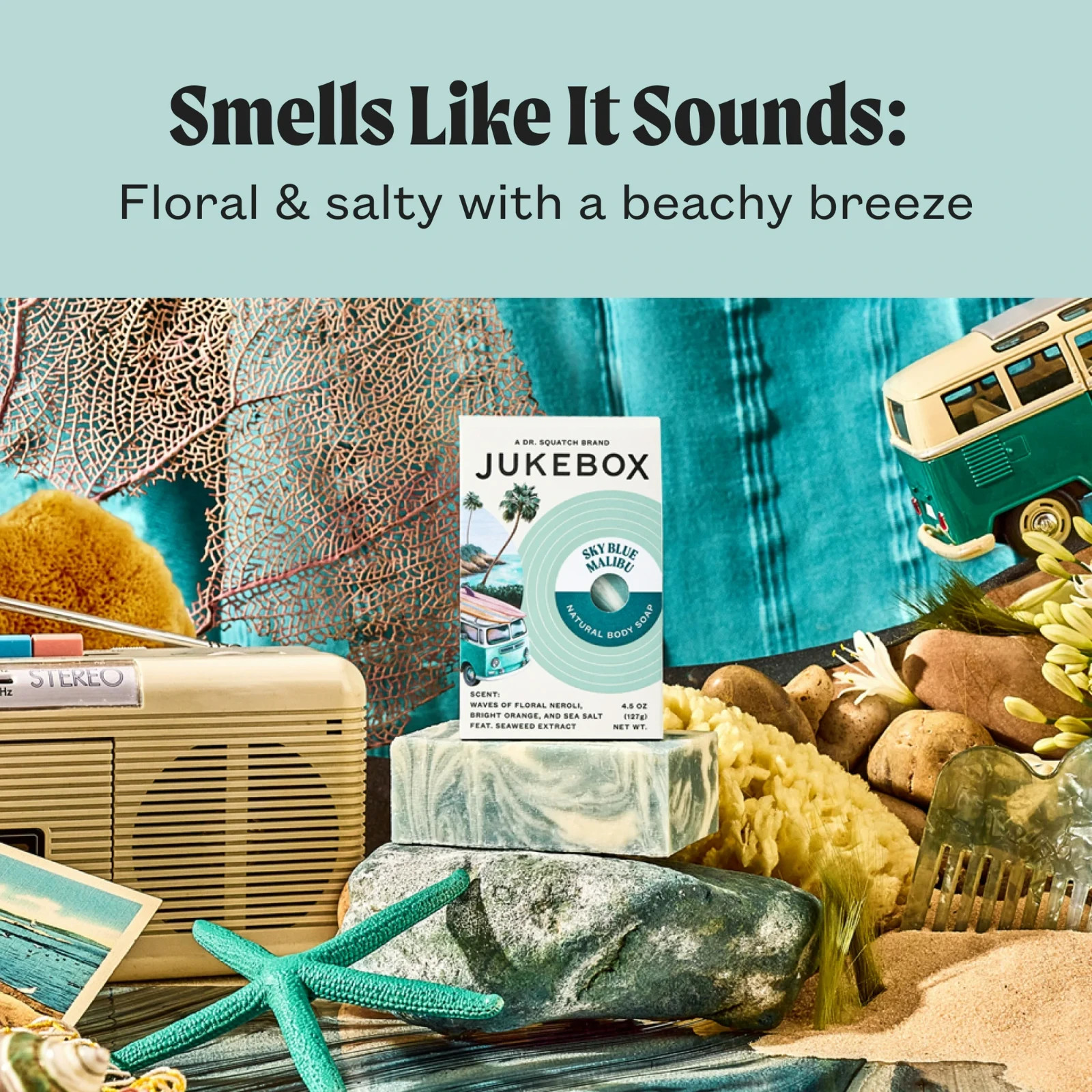JUKEBOX Soap Sky Blue Malibu Natural Bar Soap for 4.5 Ounce