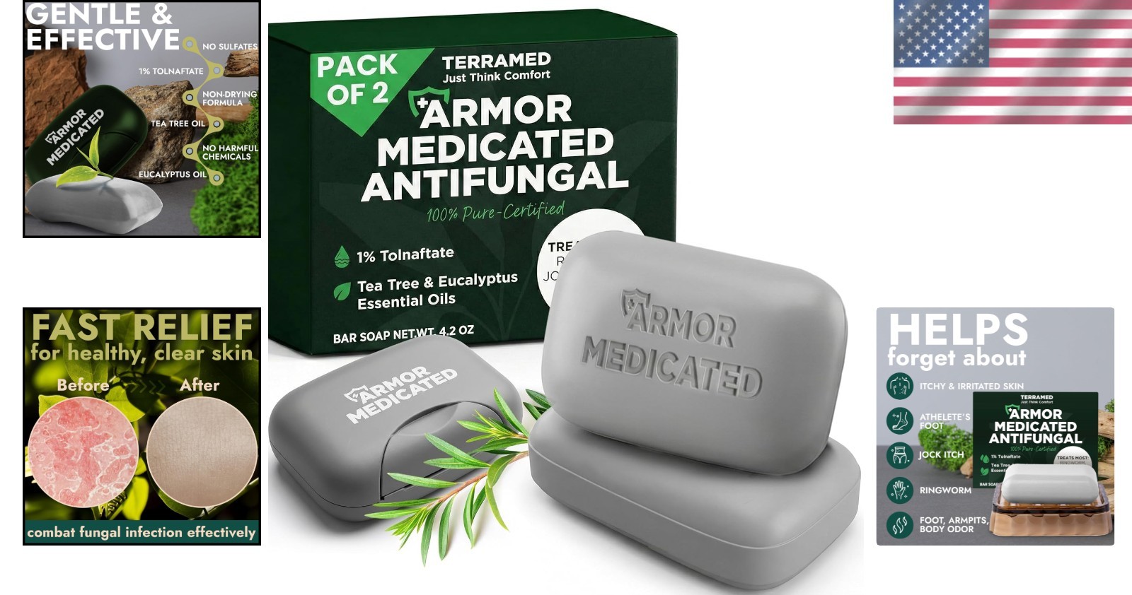 Armor Medicated Antifungal Soap | 1% Tolnaftate Relief