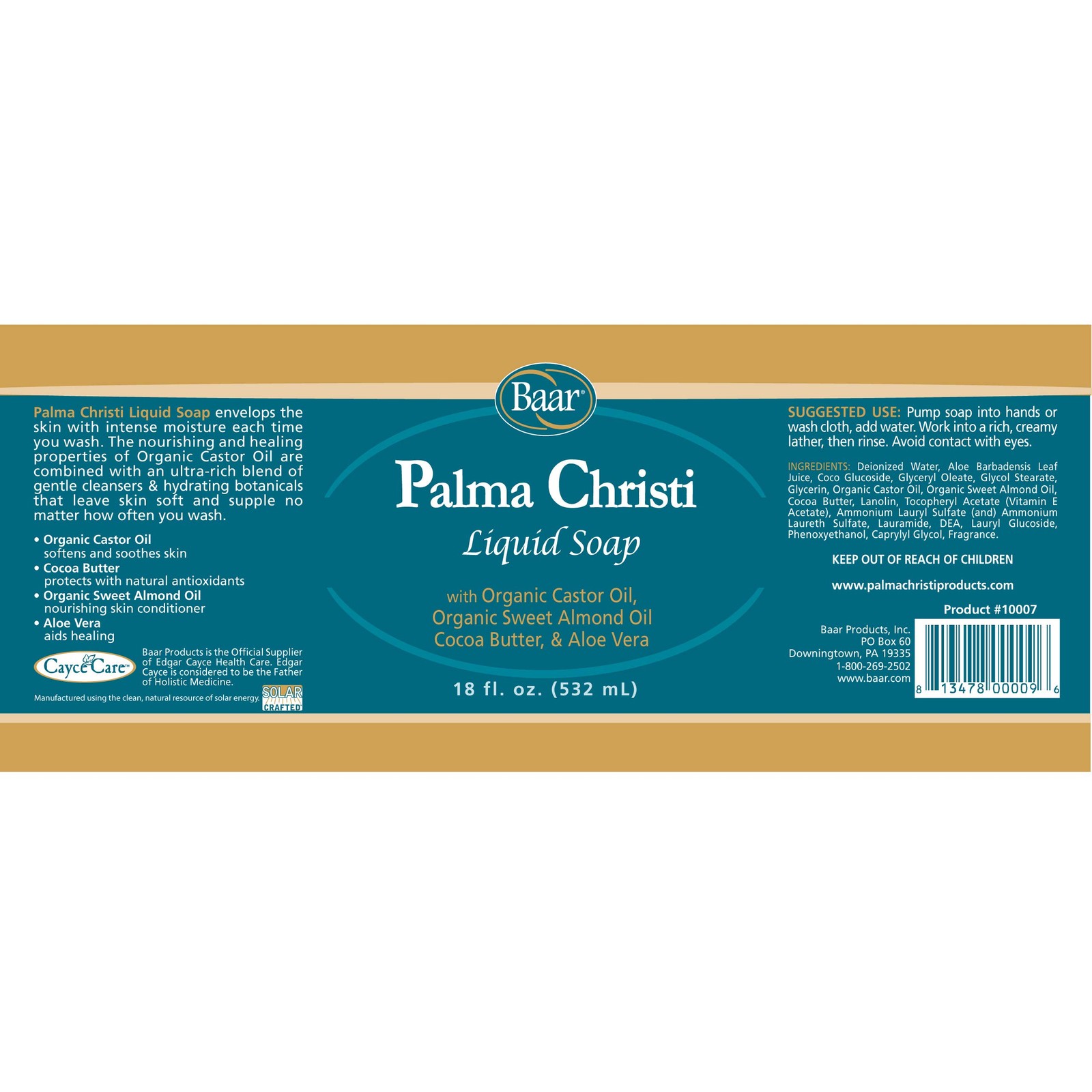 Baar Palma Christi Liquid Soap, 18 oz. (Pack of 2) 18 Ounce