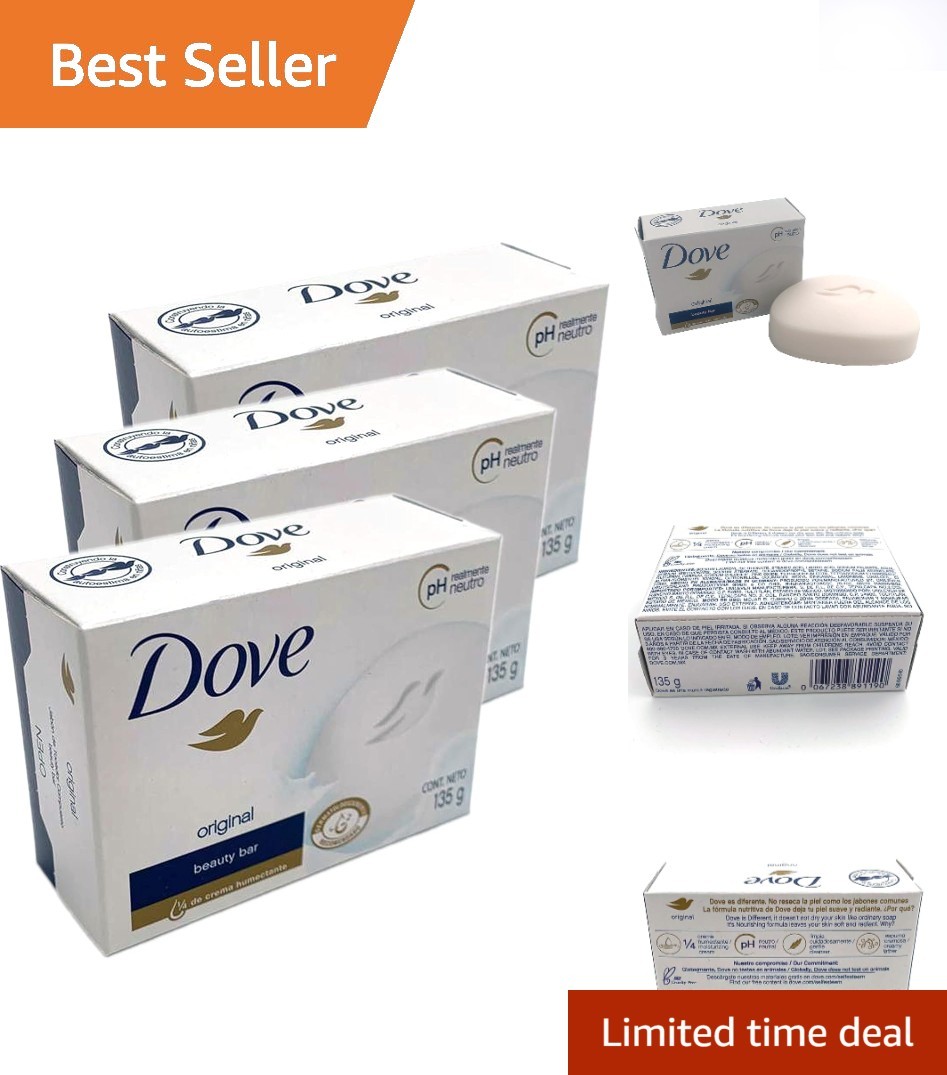 3-Pack Unscented Moisturizing Beauty Bar – 1/4 Cream for Luxurious Skin Care