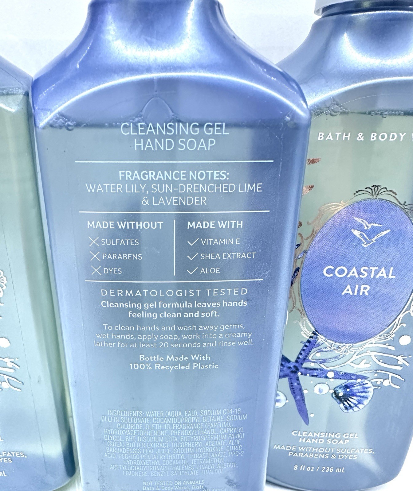 Bath & Body Works Cleansing Gel Hand Soap Lot Set of 3 COASTAL AIR