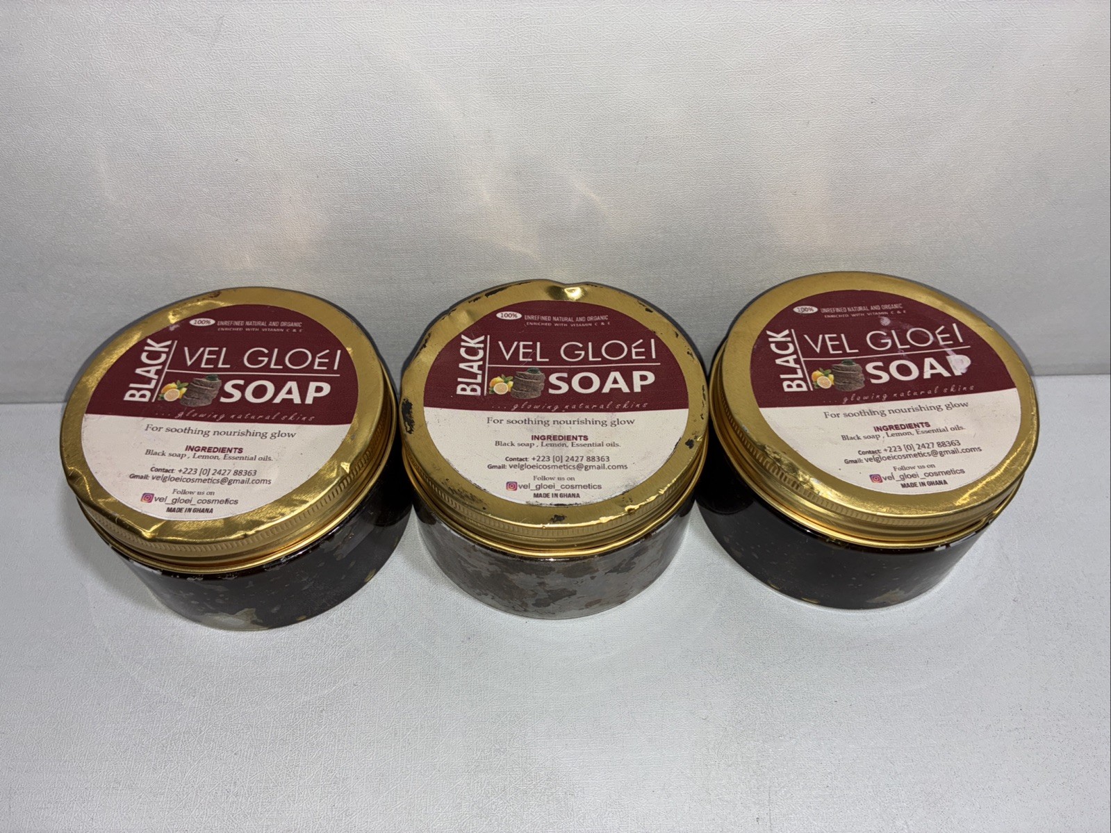 3- New 100% Natural Organic & Unrefined Black Soap W/ Lemon / Damaged Packaging