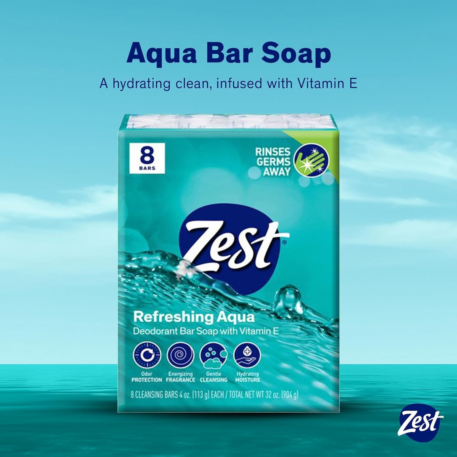 Refreshing Aqua 8-Bar Soap, Detoxifying & Moisturizing – Gentle for All Skin