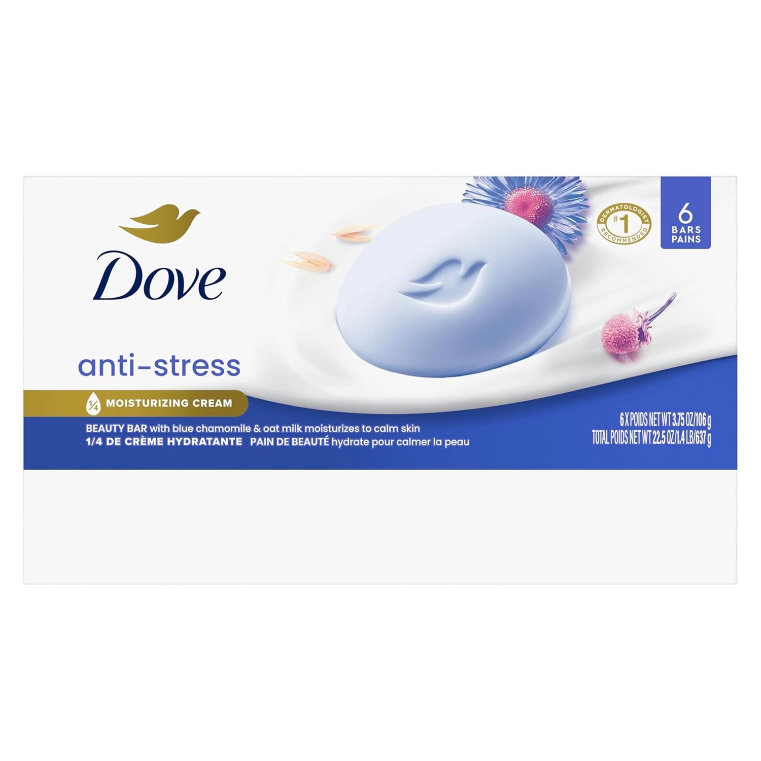 Dove Beauty Bar Gentle Cleanser Anti-Stress Cream Bar – 6 Pack
