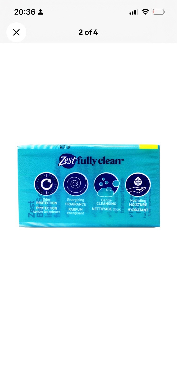 (4 pack) Zest Deodorant Bar Soap, Hydrating Moisture, Aqua, 4 oz, 8 Bars,