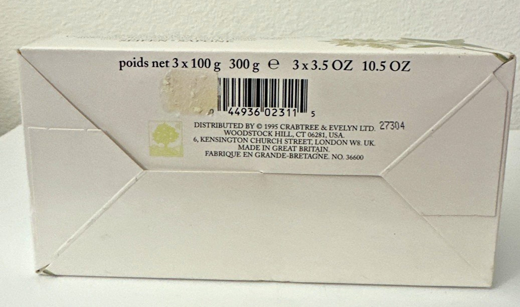Crabtree & Evelyn AVOCADO OIL Soap Bars Set Of 3 VINTAGE 1995 Great Britain New