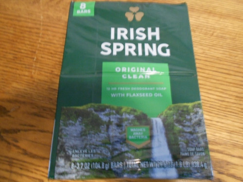 Irish Spring Original Deodorant Soap Unisex Soap, 3.75 Oz Bars, 8-Count Pack