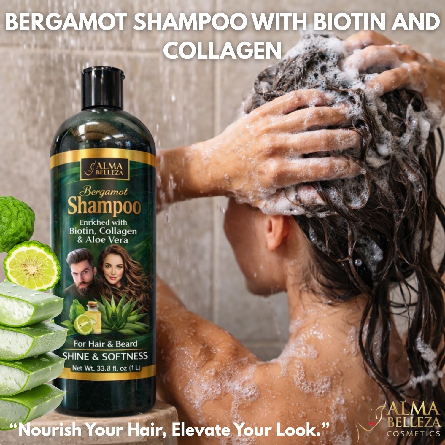 BERGAMOT BIOTIN ALOE VERA SHAMPOO UNISEX (1LT)-HAIR SHAMPOO-LIGHTWEIGHT