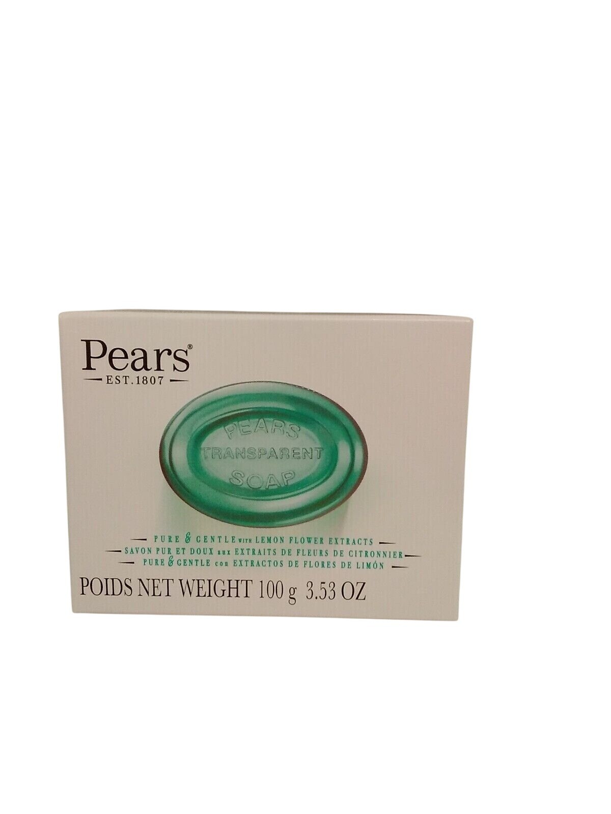 Pears Transparent Soap Bar 3.53 oz With Lemon Flower Extracts Gentle & Pure