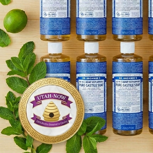 Dr. Bronners Set of 2 Peppermint Pure-Castile Organic Fair Trade Cleanser