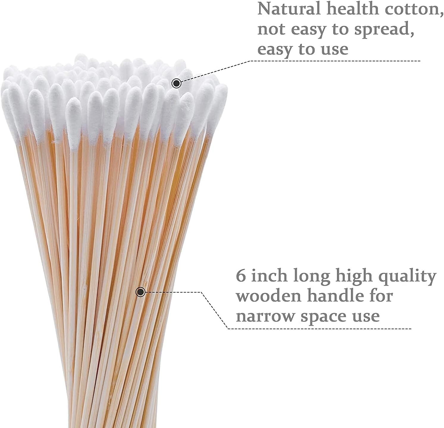 Long Cotton Swabs with Wooden Handles – 200 Count – Ideal for Precision Cleaning