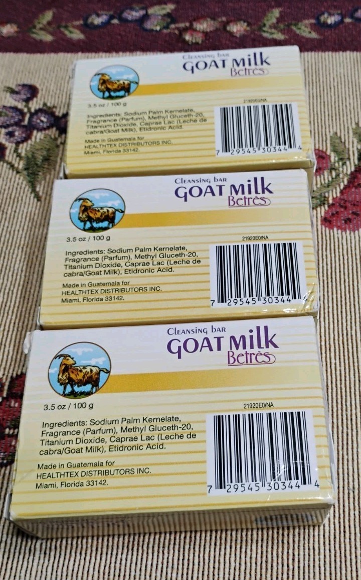 Lot Pack of 3 Goat Milk Moisturizing Bar Soap 3.5 oz. Jabon Leche de Cabra
