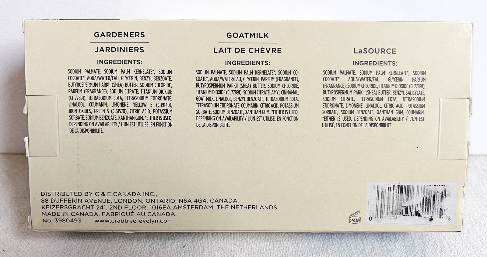 Crabtree & Evelyn Essentials Bar Soap Trio LaSource Goatmilk Gardeners 6.5oz/ea