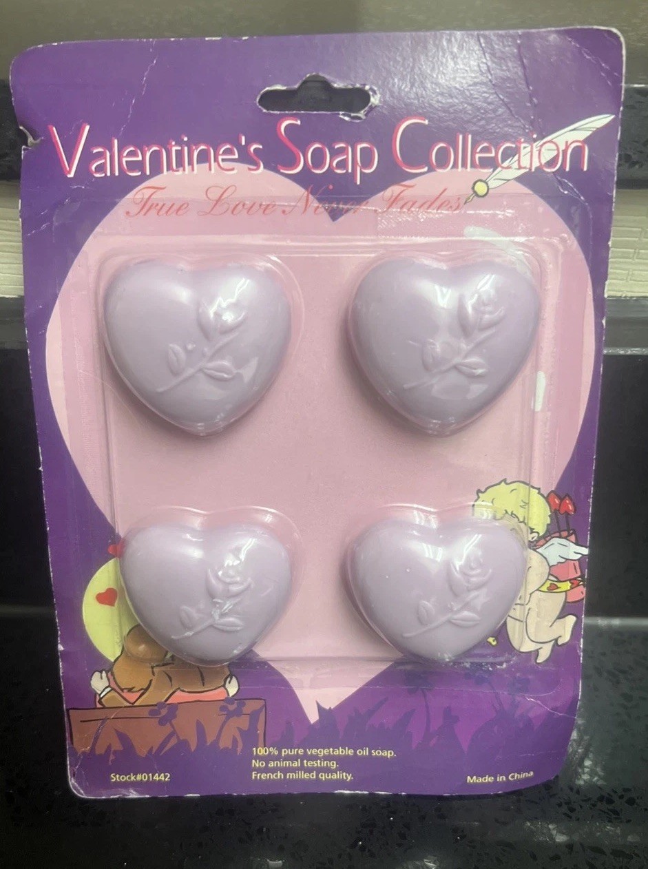 7 Valentine’s Soap Collection, White And Purple Heart, And Rose Shaped Soap