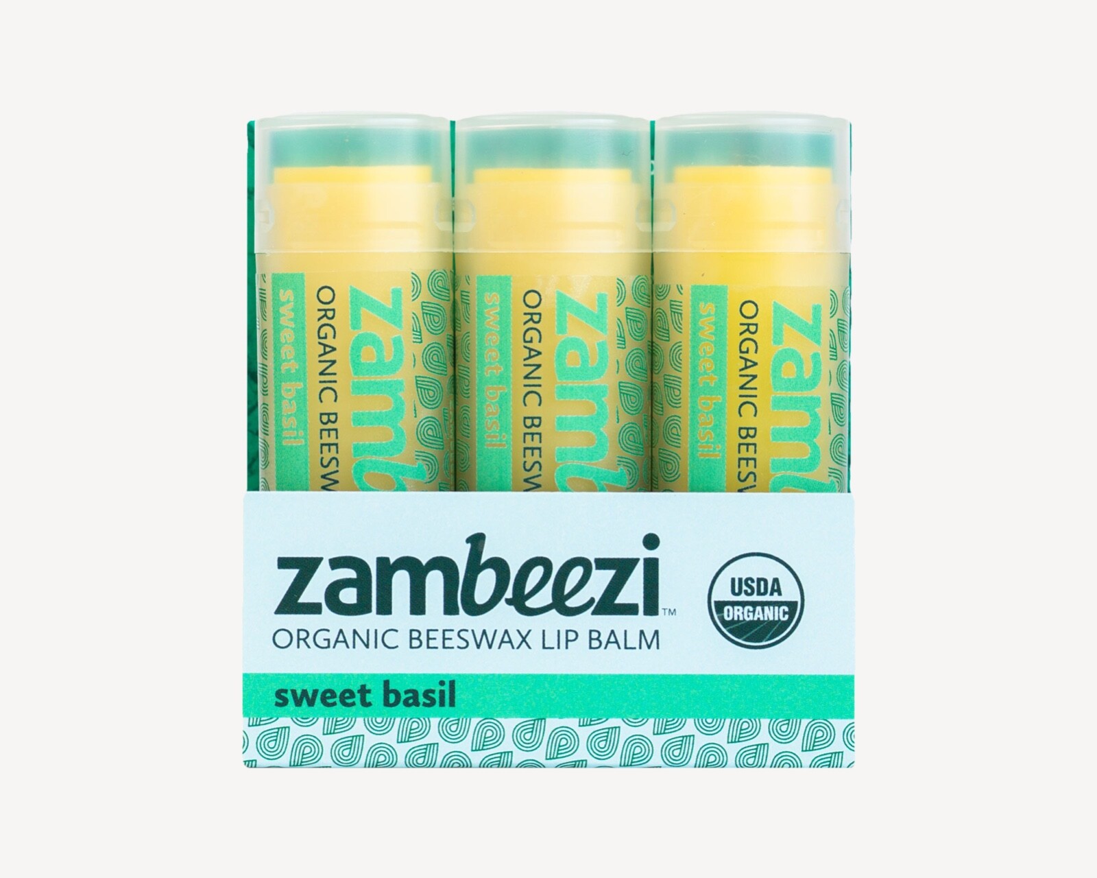 3 pack Zambeezi Organic Fairtrade Beeswax Lip Balm – Zambia, Africa Sweet Basil