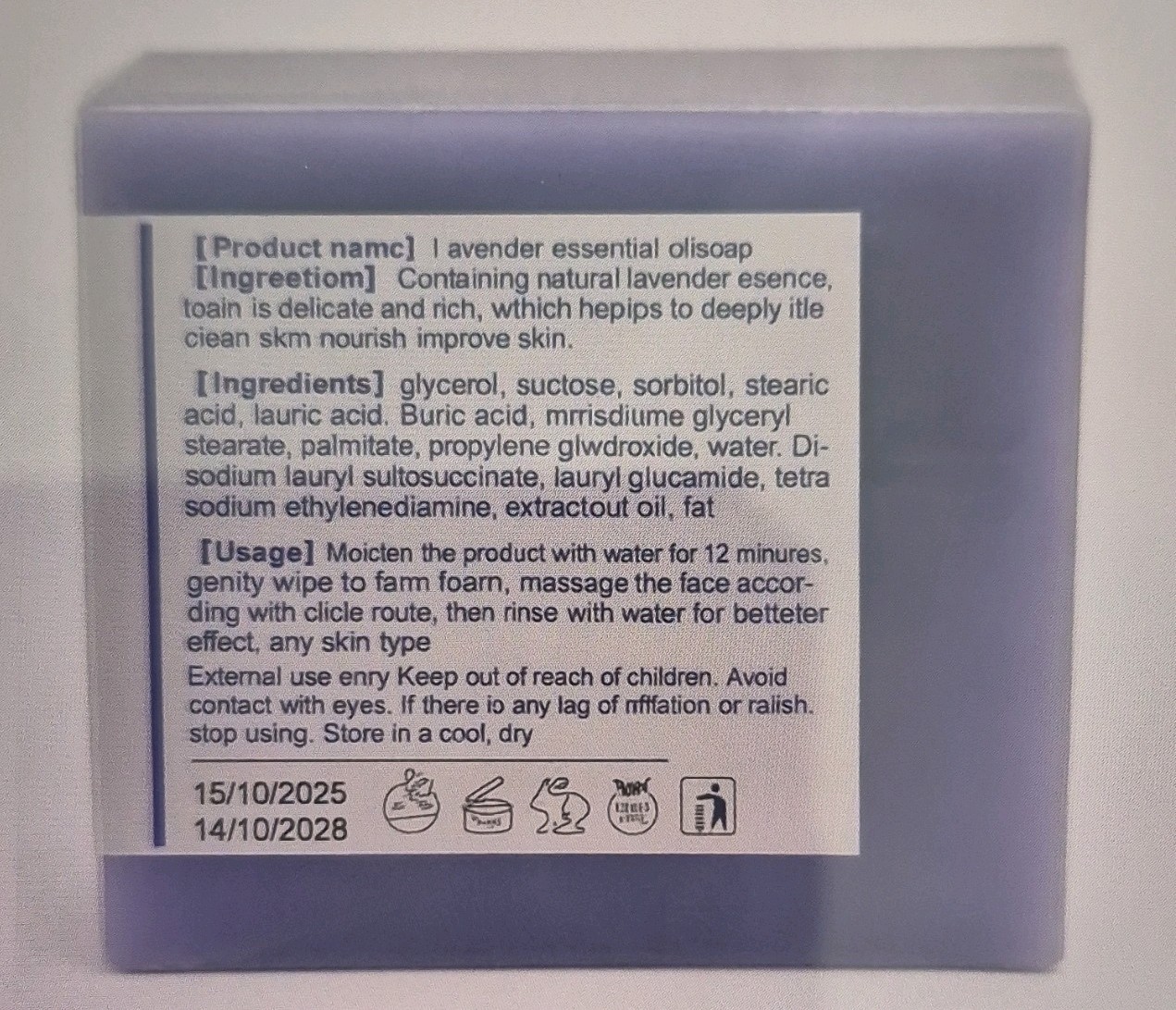 3pcs Martou Love Soap Lavender Moisturizing Face & Body Bar Soap 100g