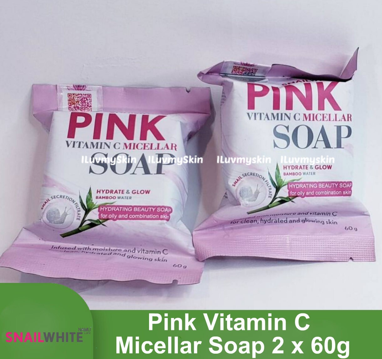 Snail White PINK Vitamin C Micellar Soap 60g x 2
