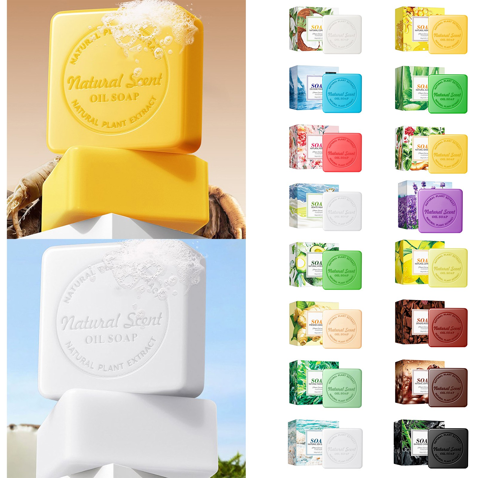 1Pcs Essential Oil Soap Handcrafted Soap Body Wash Soap For All Skin Types 100g