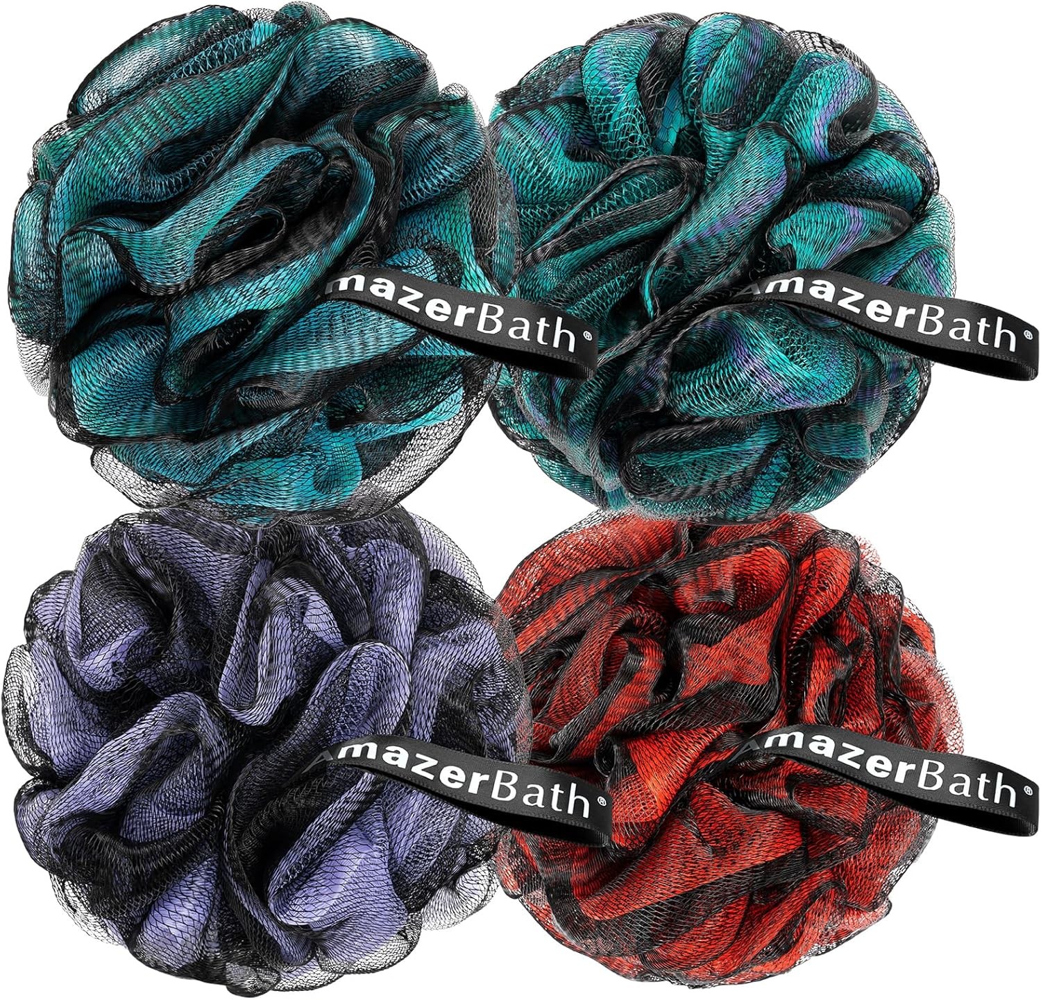 AmazerBath Charcoal 1 Count (Pack of 4), Blue, Green, Purple & Red