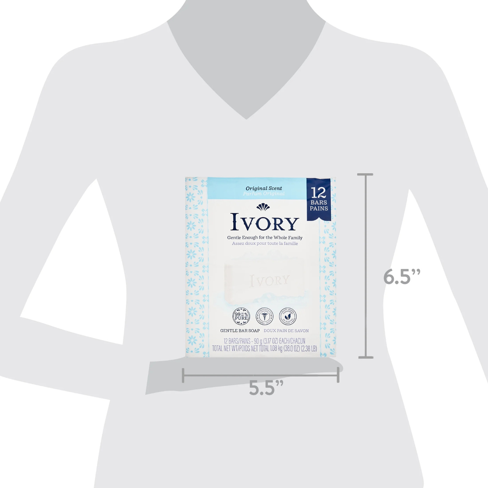 Ivory Bar Soap with Original Scent, 3.17 oz, 12 Count