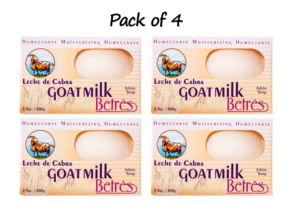Betres Goat Milk Soap 3.5 oz Moisturizing Bars, 4 Pack