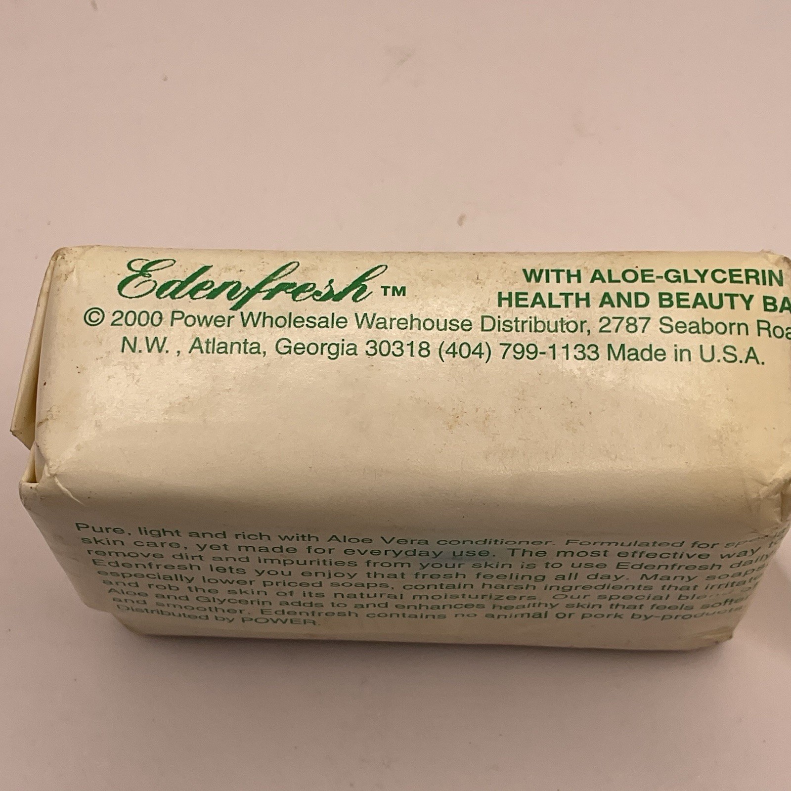 Edenfresh Beauty Bar Natural Health Vintage 2000 Face & Body Aloe & Glycerin