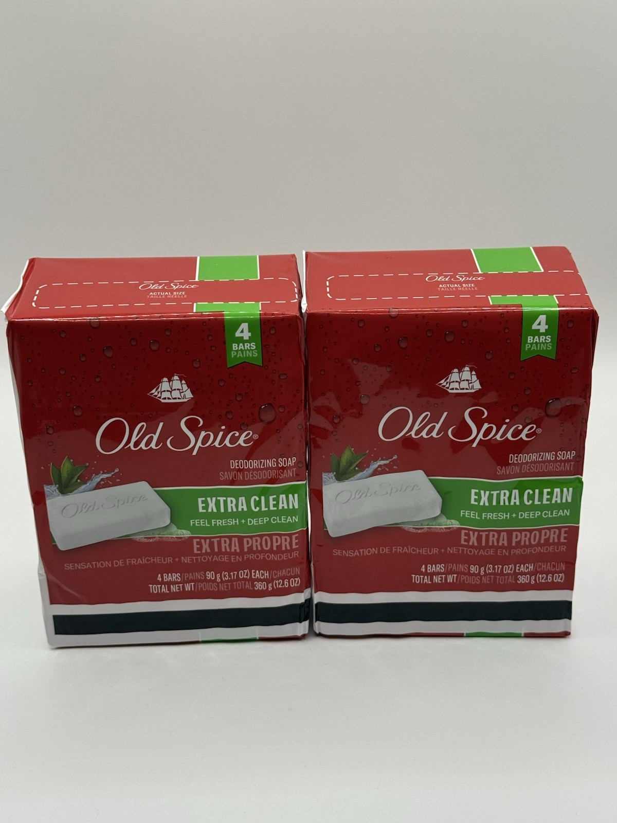 Old Spice Extra Clean Deodorizing Bar Soap 8 Bars Total (Two 4-Packs) 12.6 oz Ea