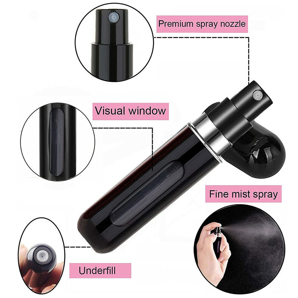 7 PCS Mini Perfume Atomizer Bottle Portable Spray Pump Case Refillable Travel