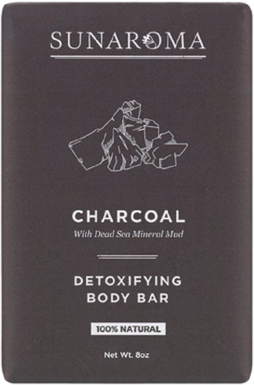 Sunaroma Detoxifying Body Bar – Charcoal Dead Sea Mineral Mud, 8 oz Bar