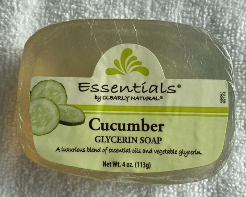 Essentials By Clearly Natural: CUCUMBER GLYCERIN SOAP 4 Oz NEW Lot of 2 Sealed