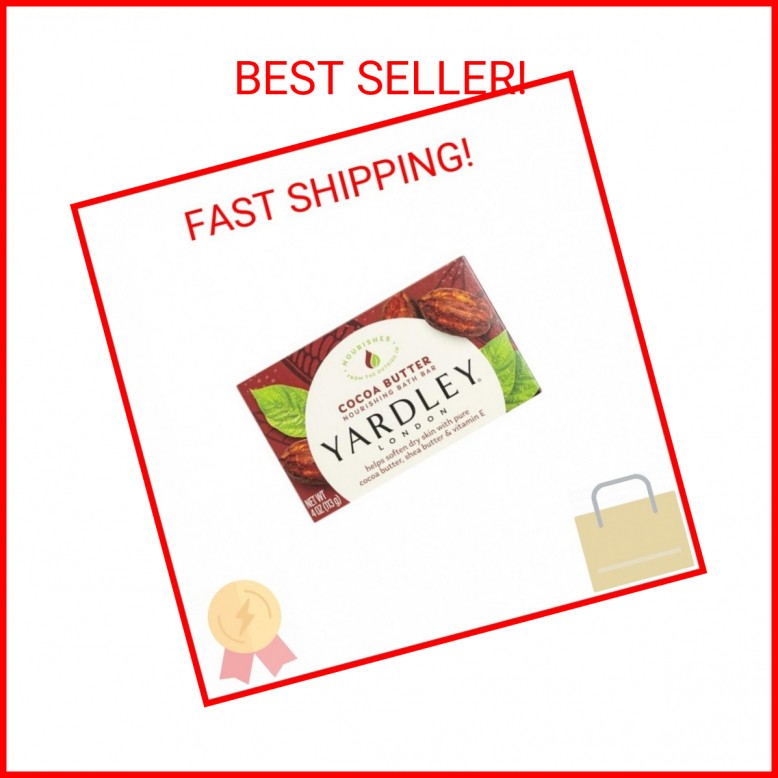 Yardley London Nourishing Bath Soap Bar Cocoa Butter, Helps Soften Dry Skin with