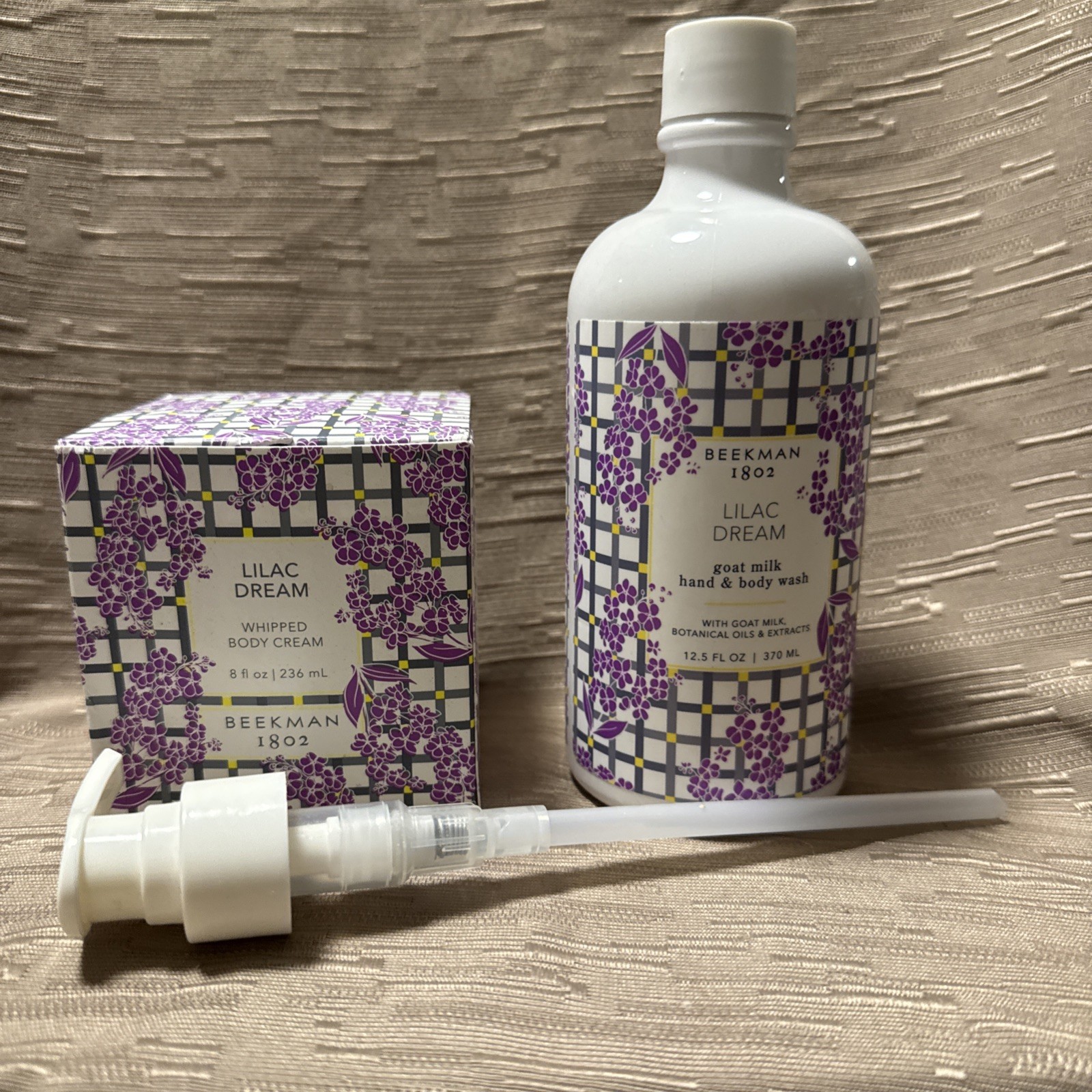 LOT/SET 2 Beekman 1802 LILAC DREAM Hand Body Wash w/Pump~Whipped Body Cream #12