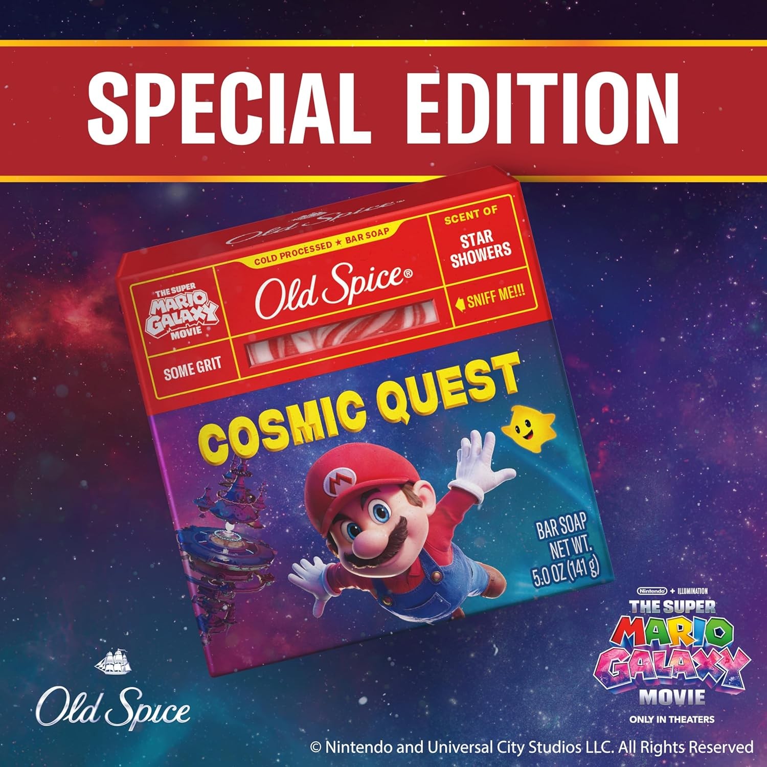 Old Spice Bar Soap for Men, x The Super Mario Galaxy Movie, Cold Pressed with Gr