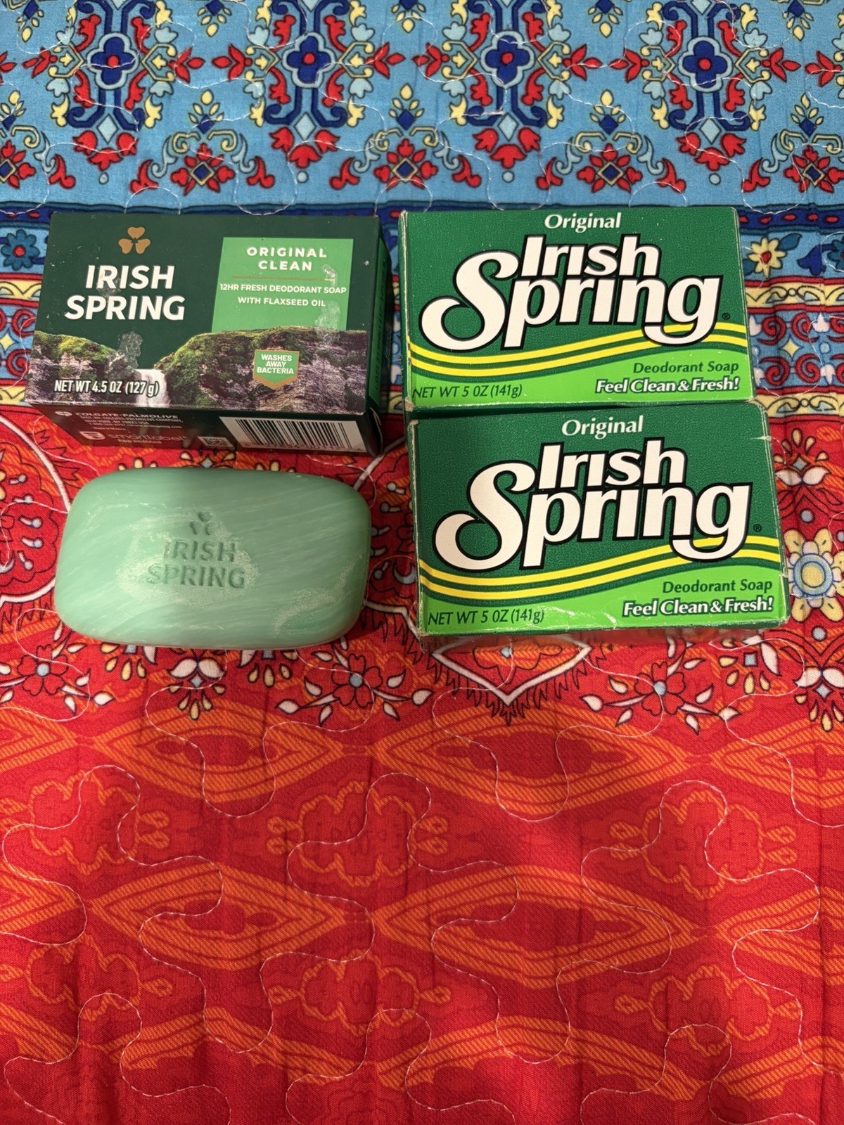 Lot of Four 4 Irish Spring Bars of Soap New in Boxes one opened