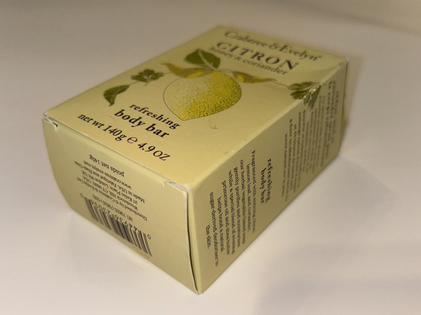 Retired Crabtree & Evelyn Citron Honey & Coriander Bar Soap NIB 4.9 ounces