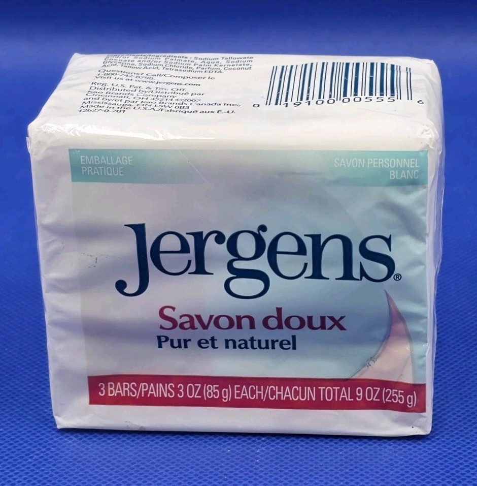 NEW Jergens Mild Soap Pure & Natural Bars – 3 Bars – 3oz Each (9oz total)
