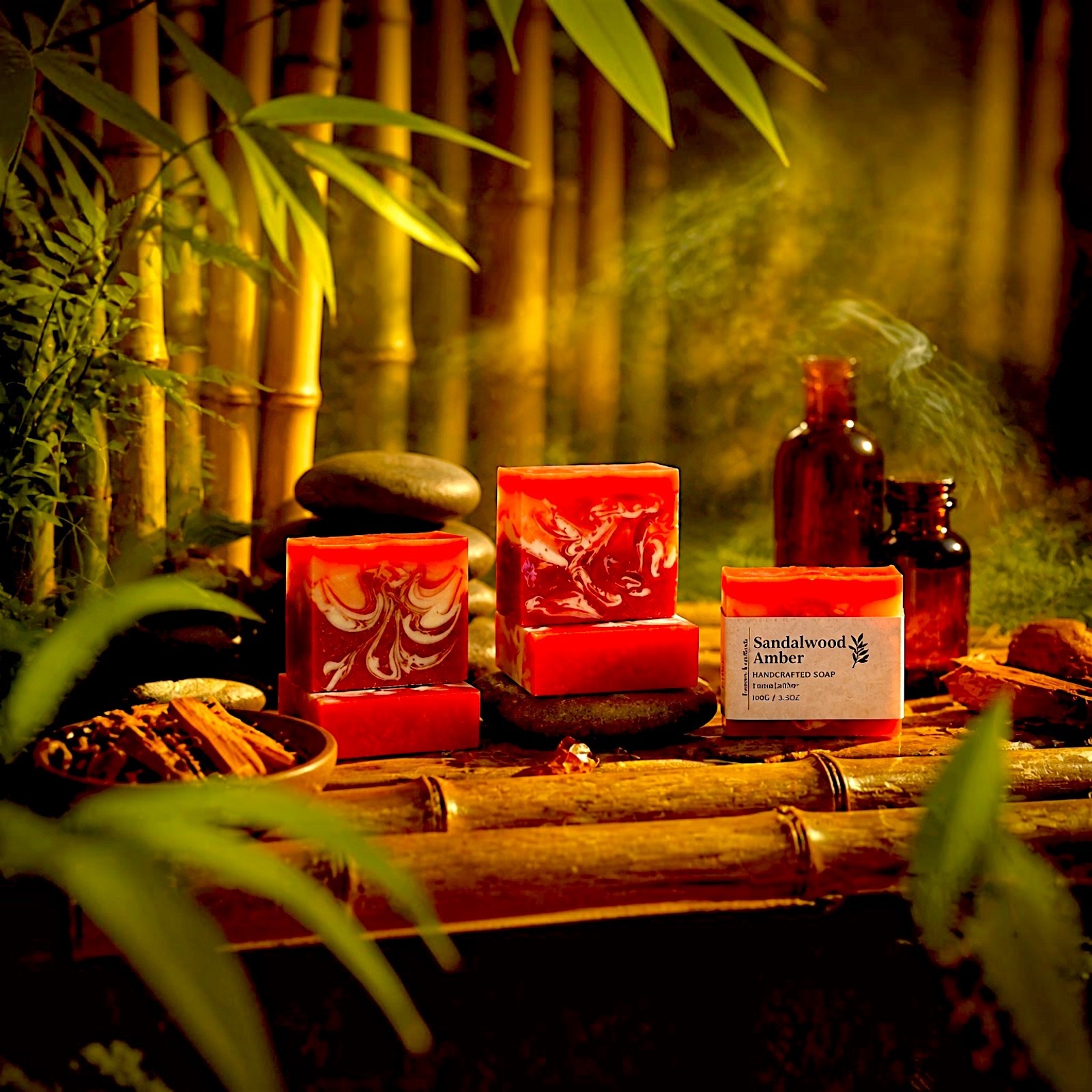 LumaLather Sandalwood Amber Handmade Soap Bar – Luxury Moisturizing Bath Soap