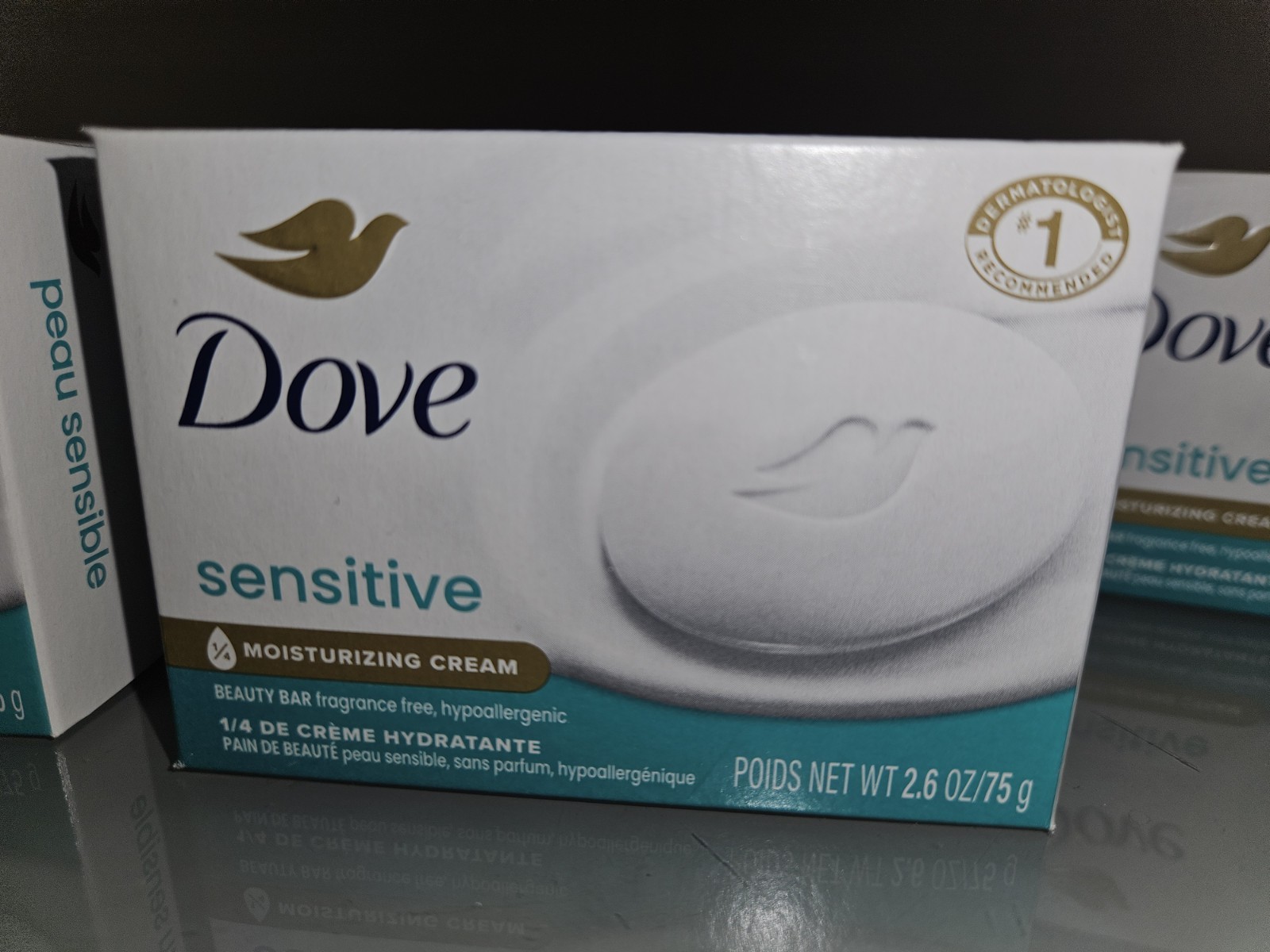 Dove Sensitive Skin Beauty Bar Unscented Fragrance-Free 2.6 oz Lot of 10