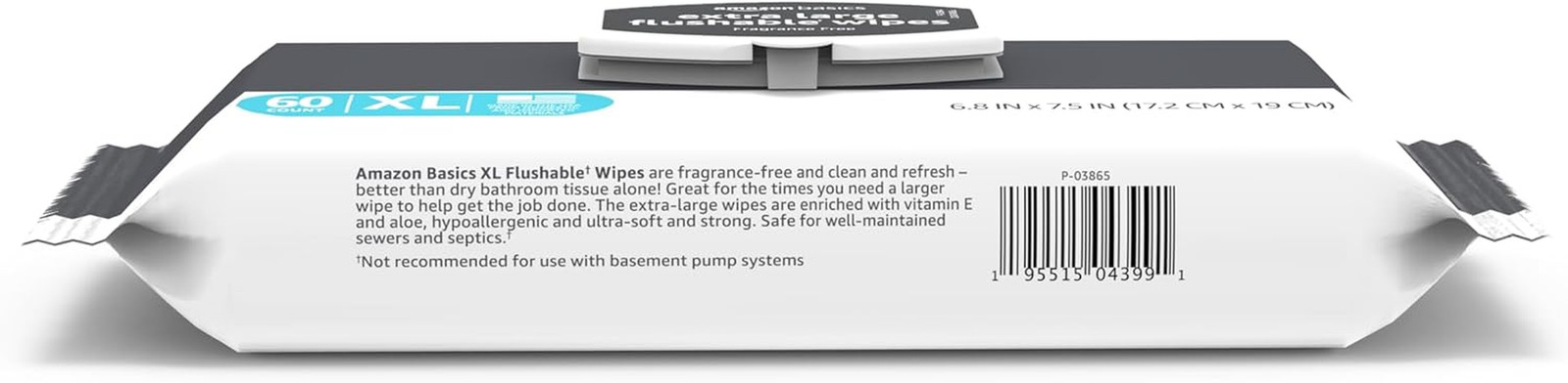 Extra Large Flushable Wipes, Fragrance Free, Ph Balanced, with Vitamin E & Aloe,