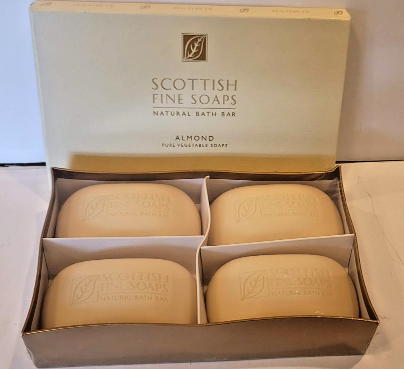 Scottish Fine Soaps 4 Pack of 7 oz Almond Pure Vegetable Soaps New in Box