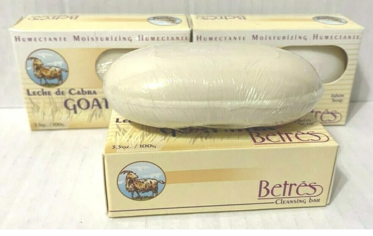 Betres Goat Milk Cleansing Bar Soap/Jabon Leche de Cabra,(3-Pack)3.5 oz.