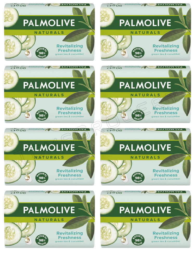 8 PALMOLIVE Revitalizing Freshness Natural Green Tea & Cucumber Bar Soaps 90g